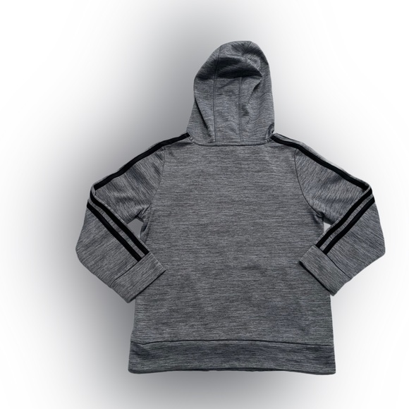 Adidas Boy’s Long Sleeve Hooded Pullover Grey Black Size:7 - Picture 2 of 5